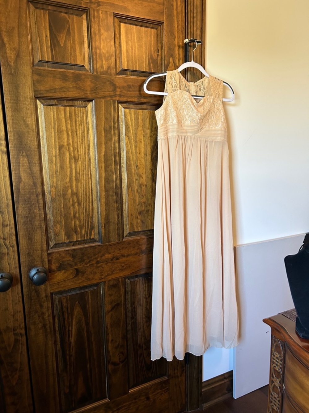 Elegant Lace Bodice Maxi Dress in Blush